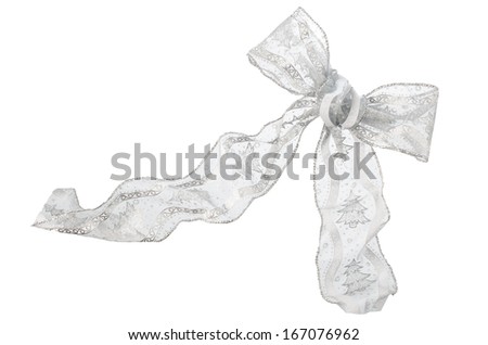 Silver color bow isolated on white background.