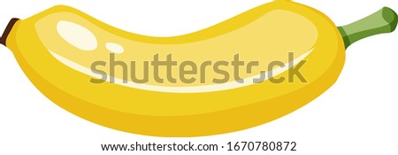 One yellow banana on white background illustration