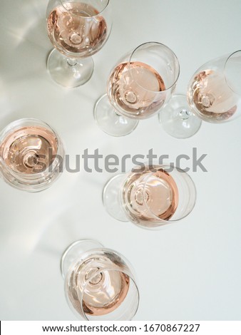                              Rose  Wine Glasses on Table