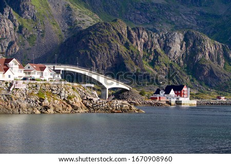 Reine, Sørvågen, Moskenesøya island, Lofoten, Nordland county, Norway. August 15 2015: Reine is a fishing village and the administrative centre of the municipality of Moskenes in Nordland county.
