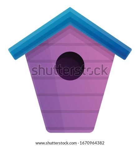 Violet bird house icon. Cartoon of violet bird house vector icon for web design isolated on white background