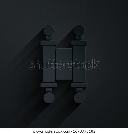 Paper cut Decree, paper, parchment, scroll icon icon isolated on black background. Chinese scroll. Paper art style. Vector Illustration