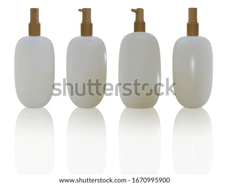 mock up for insert your label design ,isolated of white plastic oil bottle with golden bottle cap, 3d rendering and clipping path included