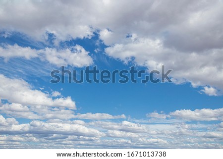 Blue sky with white clouds. Nature light. Amazing sky in California.