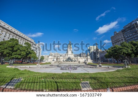 Congressional Plaza (Plaza Congreso), a public park facing the Argentine Congress in Buenos Aires, Argentina Royalty-Free Stock Photo #167103749