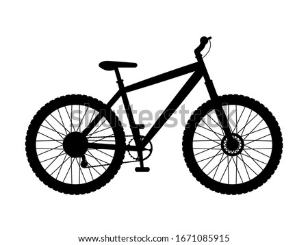 Silhouette mountain bike. Vector illustration of black logo icon mountain bike isolated on a white background. Black silhouette icon bicycle side view, profile.