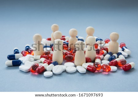 A concept of the misuse and overuse of pills, tablets and drugs such as antibiotics, paracetamol, ibuprofen and painkillers that have allowed virus and bacteria to become immune and less effective Royalty-Free Stock Photo #1671097693