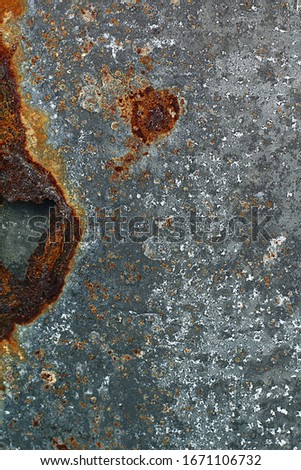 zinc galvanization completely stain on the aluminum surface formed by moisture. Zinc plate roof old fence splash with water. Metal sheet for industrial building and construction. Texture background.
