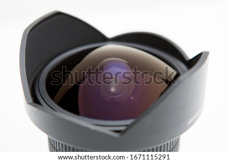 Fisheye lens on white background
