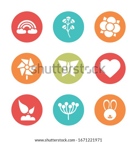 set of spring icons , block and flat style icon vector illustration design