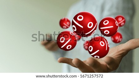 using white and red sales flying icons 3D rendering