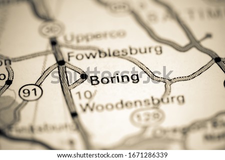 Boring. Maryland. USA on a map