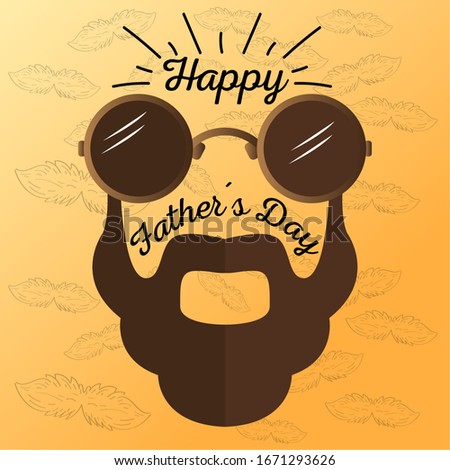 Happy fathers day card with a beard and glasses - Vector