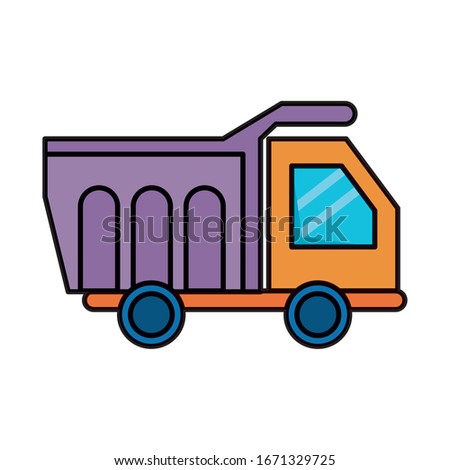 dump truck vehicle flat style vector illustration design