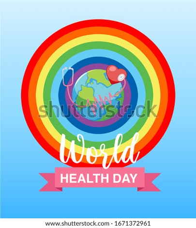 Poster design for world health day with rainbow in background illustration