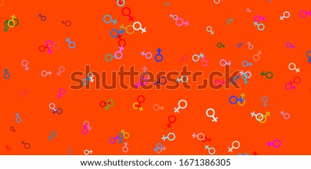 Light Multicolor vector background with woman symbols. Illustration with signs of women's strength and power. Simple design for your web site.