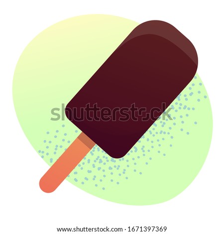 Vector illustration of a chocolate eskimo on a green background