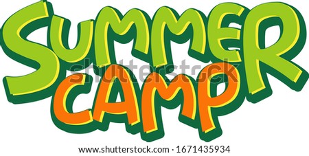 Font design for word summer camp on white background illustration