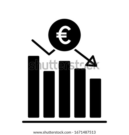 Euro currency chart icon design. Euro currency chart icon in modern silhouette style design. Vector illustration.