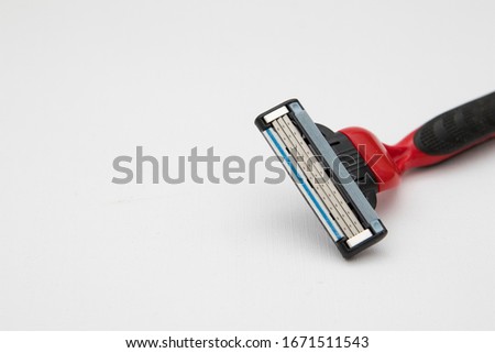 close up razor blade isolated in white background
