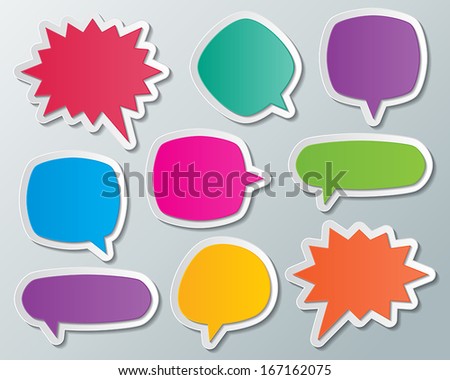 set of blank colorful paper speech bubbles. infographic elements. vector.