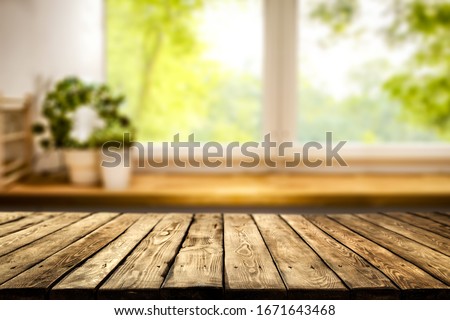 Table background of free space and window background. 