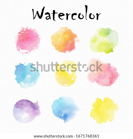 Rainbow colors watercolor paint stains. vector backgrounds set.