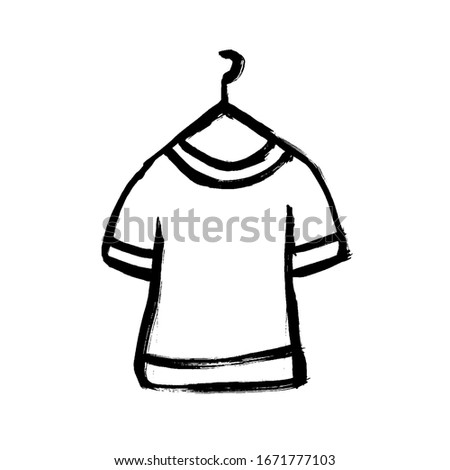 T-shirt icon, flat design. Grunge doodle caroon style. Hand-drawn illustration.