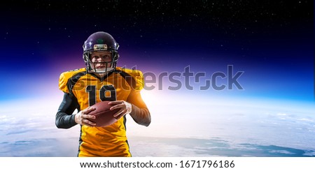 American football player with space on the background