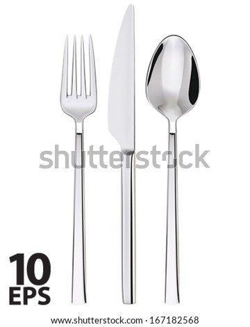 Fork, spoon and knife isolated on white. Vector illustration Royalty-Free Stock Photo #167182568