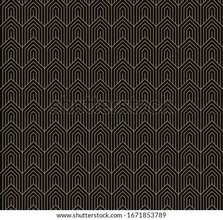 Art deco abstract seamless pattern. Vector vintage background with lines and rhombuses