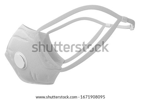 3d rendering side view of Medical-Surgical Mask, Anti Coronavirus Mouth Cover Facial Dust Pm2.5, isolated on white background with clipping paths.
