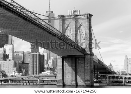 The Brooklyn Bridge is one of the oldest suspension bridges in the United States. Completed in 1883, it connects the New York City boroughs of Manhattan and Brooklyn by spanning the East River.