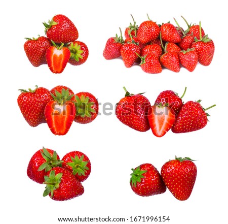 Fresh ripe Strawberry isolated on white background. Collection. Royalty-Free Stock Photo #1671996154