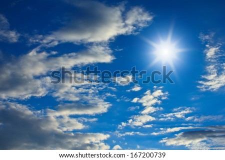 Beautiful blue sky background with white clouds