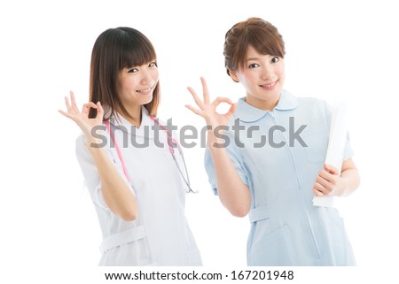 Beautiful young nurse isolated on white background. 