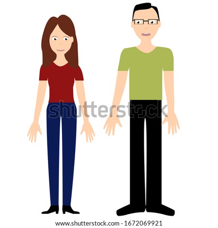 Family couple, woman and man, wife and husband. Vector isolated painting art