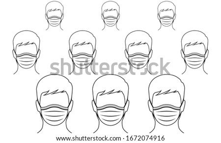 crowd wearing medical masks icon vector on white background