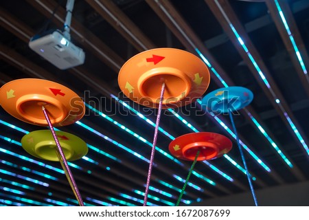 A collection of spinning pink plates . Fun with Spinning Plates .balancing a spinning plate. Royalty-Free Stock Photo #1672087699