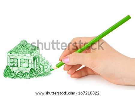 Hand drawing house isolated on white background