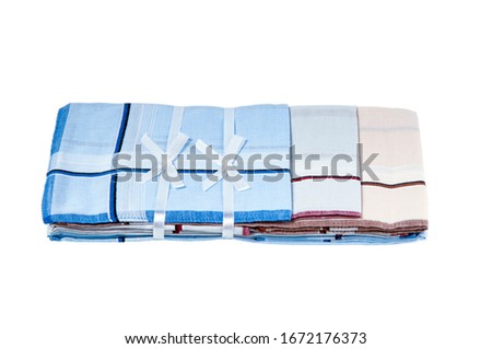 Handkerchiefs with gift bows wrapped as a gift on a white isolated background