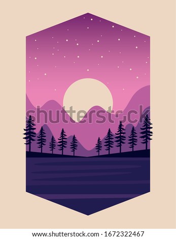 beautiful landscape with forest scene vector illustration design