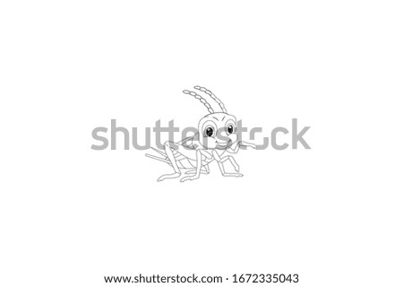 Cricket Animal Cartoon Vector Outline Illustration