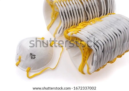 N95 mask for protection pm 2.5 pm2.5 and corona virus (COVIT-19).Anti pollution mask.air face mask. Royalty-Free Stock Photo #1672337002