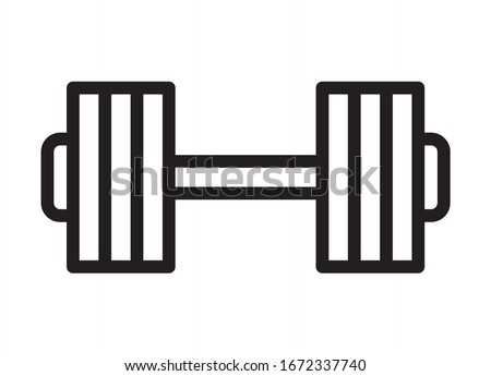 Heavy dumbbell or dumbells weight training equipment line art vector icon for exercise apps and websites
