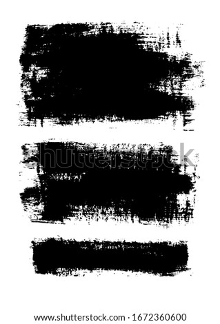 Vector Brush Stroke. Grunge Paint Stripes. Distressed Banner. Black Isolated Paintbrush Collection. Modern Textured Shapes. Dry Border in Black Color. Curved Dry Brush Stroke. Grunge Distress Texture.