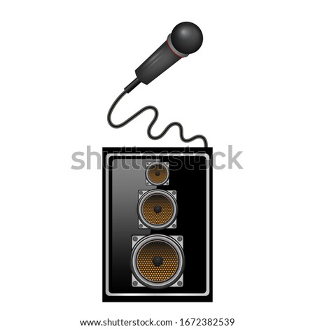 Vector Retro Microphone Icon and Musical Sound Speaker Isolated on White Background.