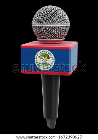3d illustration. Microphone and Belize flag. Image with clipping path