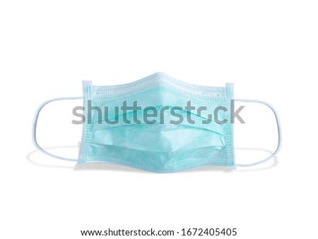 surgical mask wear protect contagious disease covid19 on white background clipping path Royalty-Free Stock Photo #1672405405