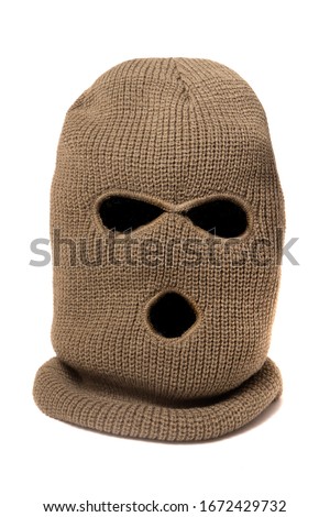 mask on head Balaclava isolated on a white background. Royalty-Free Stock Photo #1672429732